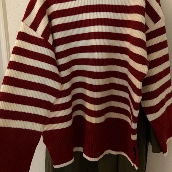 Mango Red and White Striped Turtleneck Sweater - Picture 4 of 5